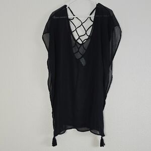 3/$15 Kona  Sol - Women's Black Sheer Dress Swim Cover-Up Size Medium
